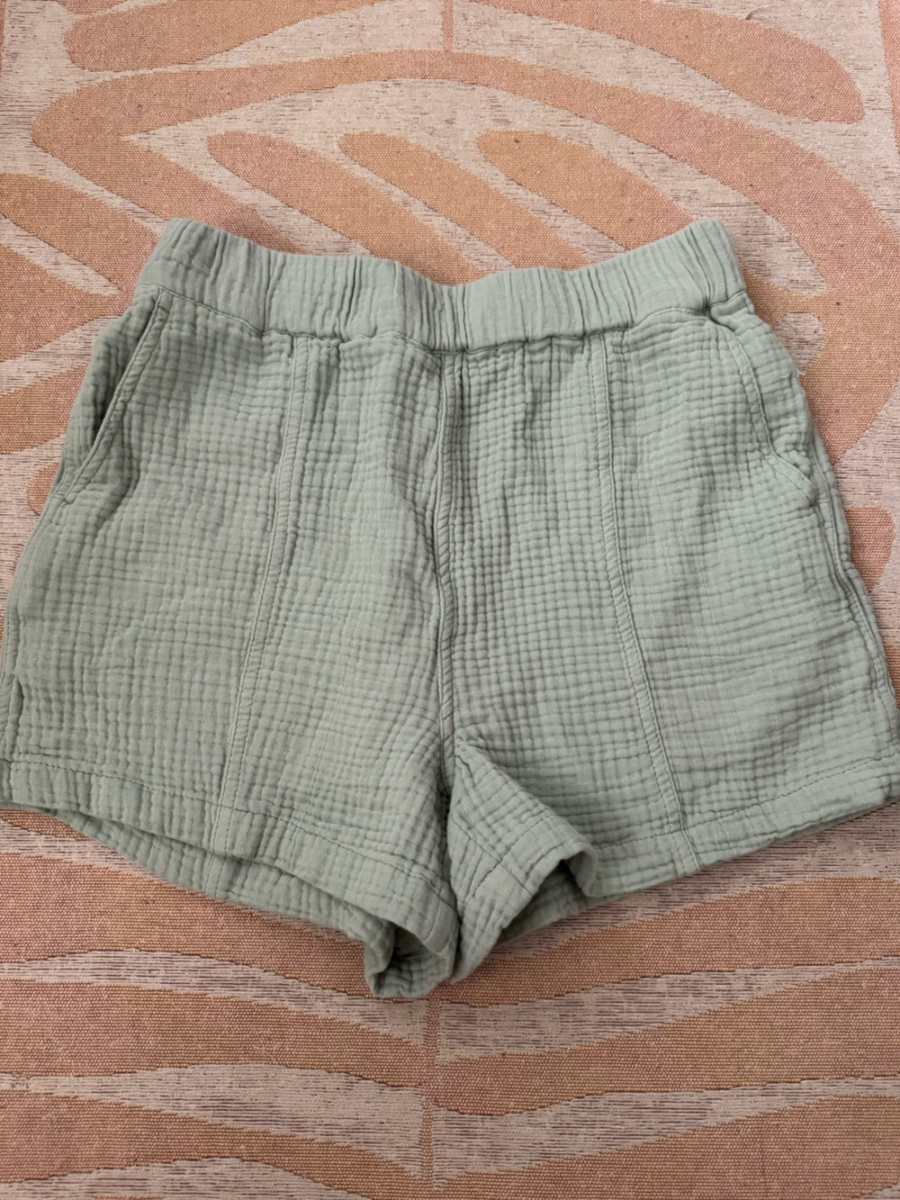 Madewell Light Sage Green Cotton Gauze Textured Pull-On Shorts